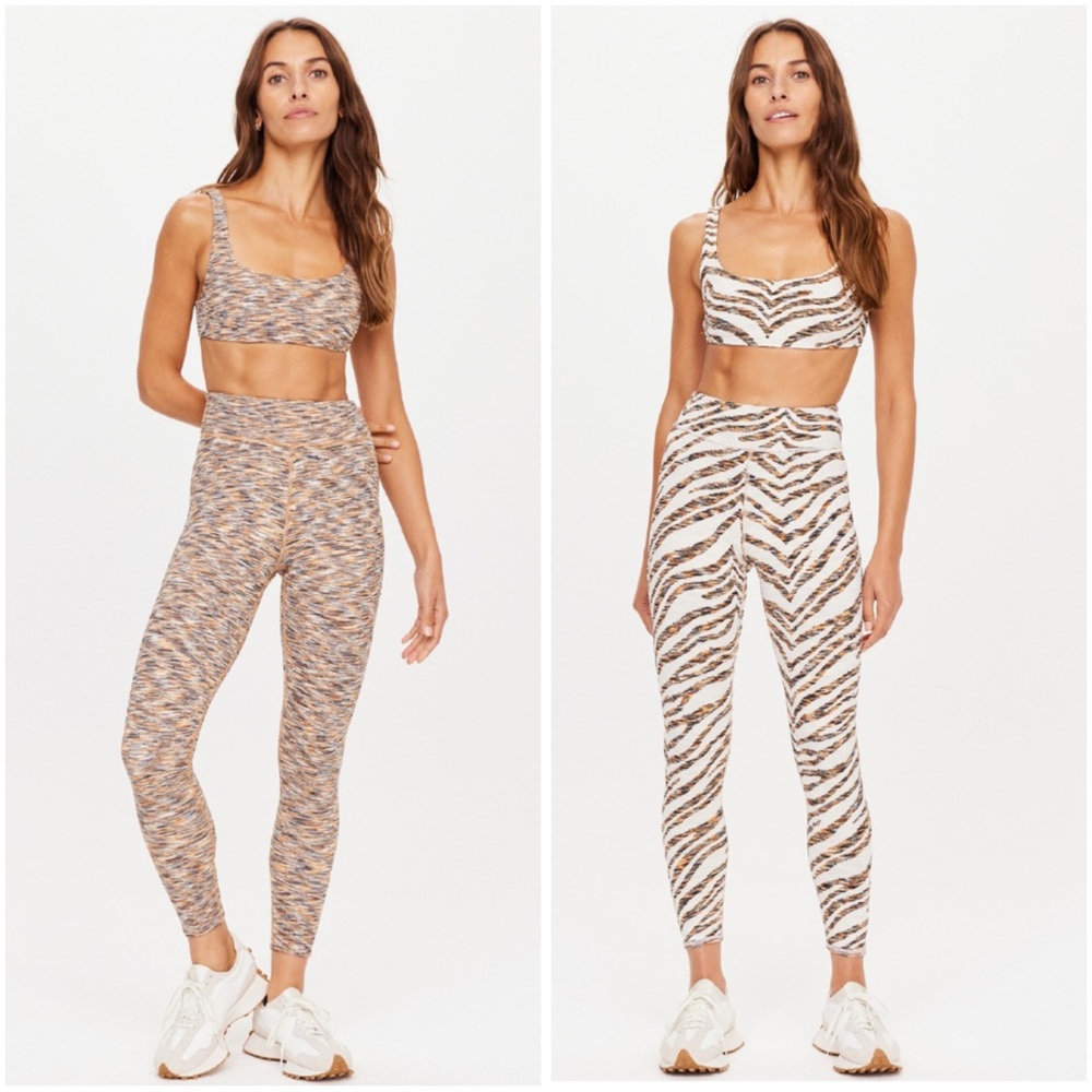 NWT The Upside Nika Set S Leggings and Rory Bra Orange Zebra Multi Reversible
